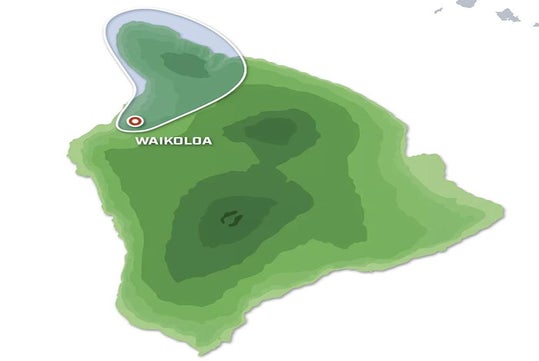 The route map of the Big Island's Kohala Coast Adventure Helicopter Tour