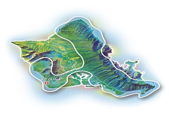 Route map of the Complete Island Oahu Helicopter Tour