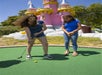 With two 18-hole, race-themed miniature golf courses.
