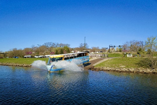 Branson Duck Tours splash into the water on Lake Taneycomo in Branson, MO.