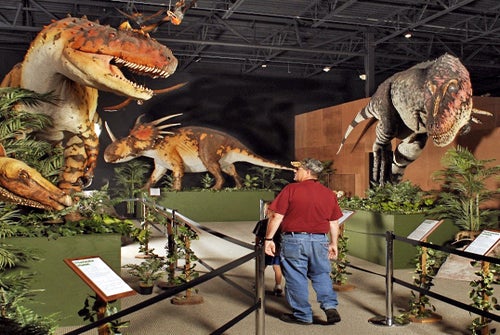 Over 50 life-sized dinosaurs.
