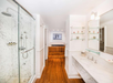 Enjoy a tub, shower, and sink combination for a complete relaxation experience.