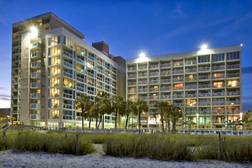 View of Captains Quarters in Myrtle Beach, South Carolina from the beach.