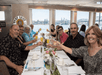 Celebrating brunch with friends on the Champagne Brunch Cruise Through Downtown Portland.