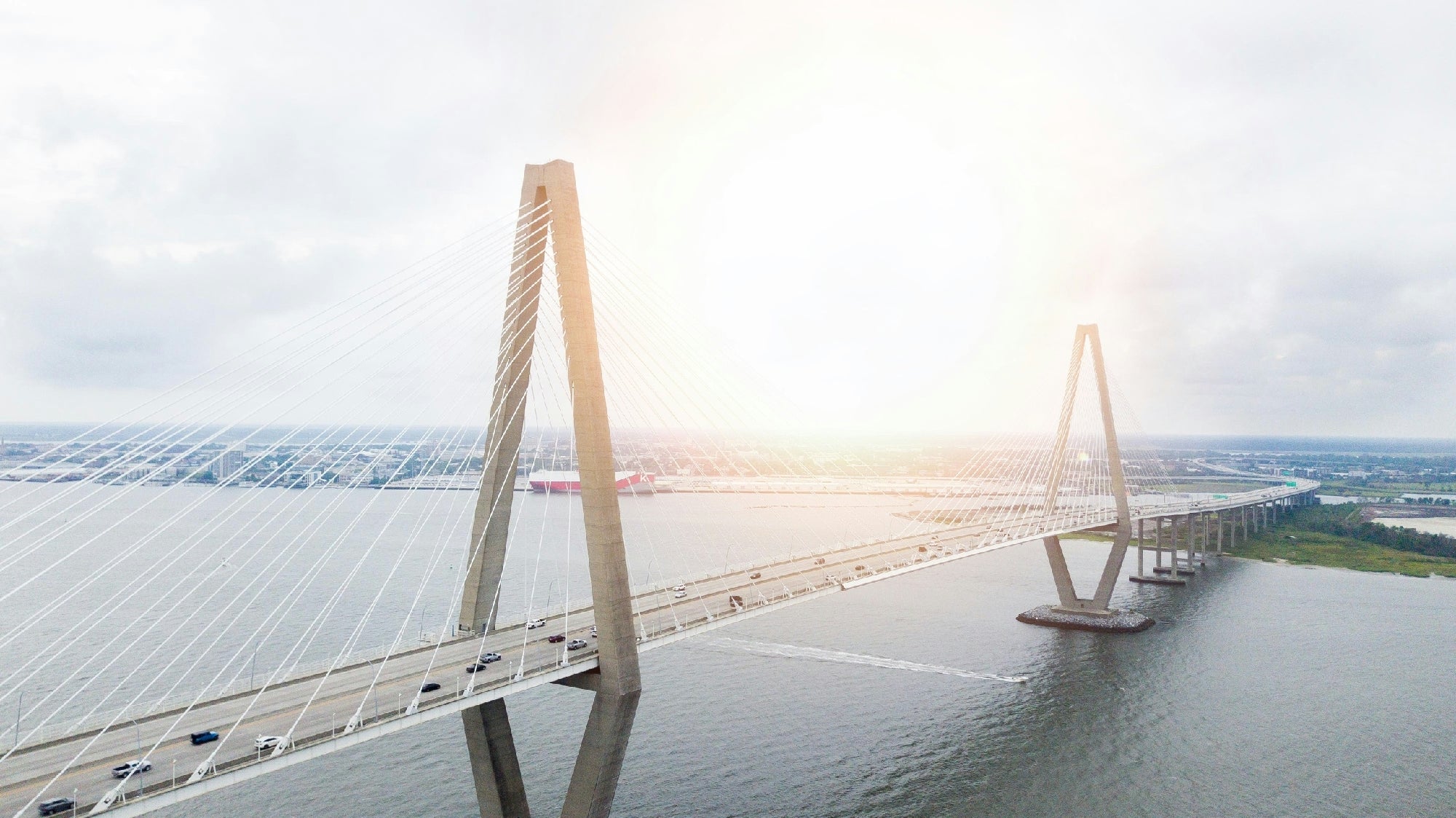 Scenic bridge views from a Charleston Harbor boat tour.