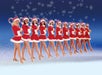 Dancers in red and white hold a candy cane prop