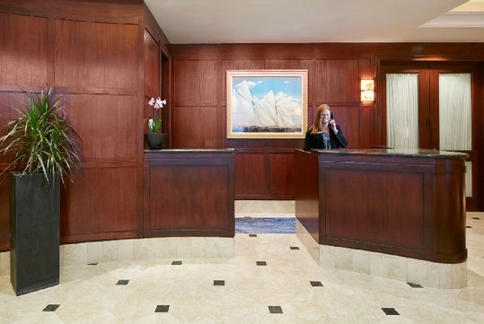 Member service desk at Club Quarters Hotel, Boston Faneuil Hall.