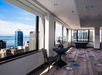 Meeting room with city view.