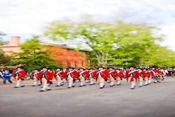 Guards in parade at Colonial Williamsburg in Williamsburg, Virginia