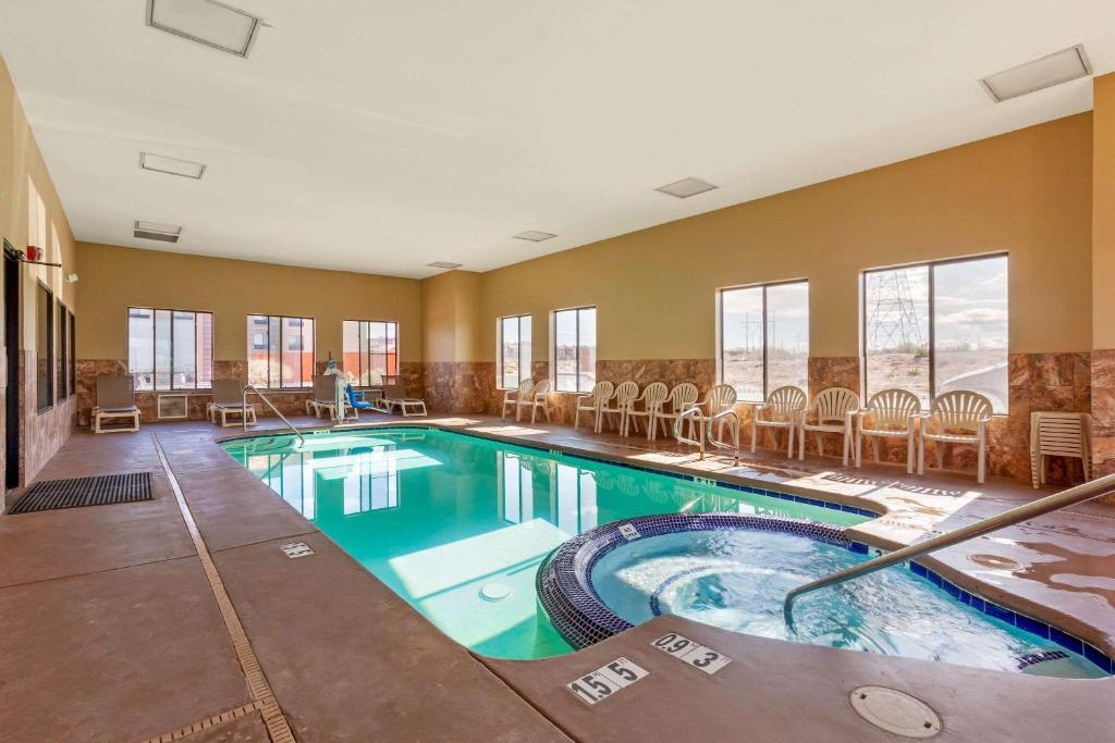 The indoor pool offers a refreshing space to swim and unwind.