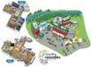 Illustrated map of Country Cascades Waterpark Resort, showing two hotel levels, outdoor waterpark features, pools, and parking area.