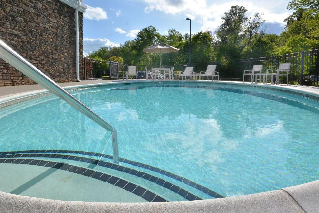 Outdoor pool on property