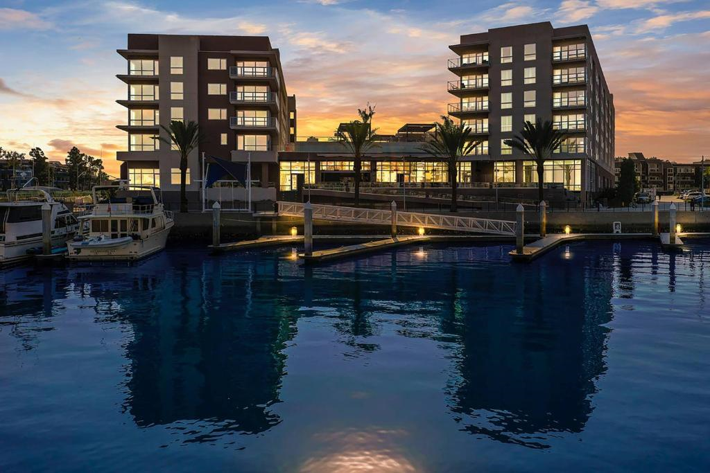 Waterfront hotel.