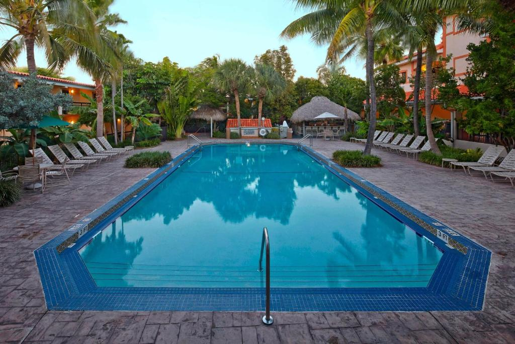 Outdoor pool in property.