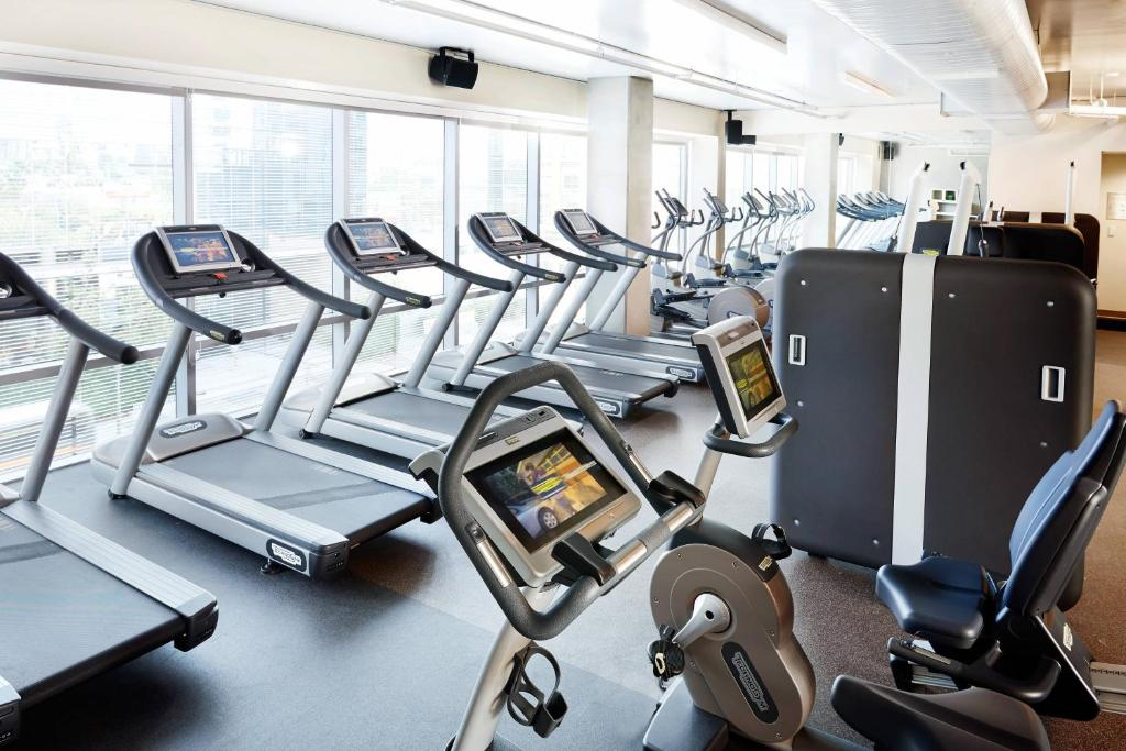 Break a sweat in the fitness center with treadmills and other gym equipment.