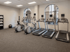 Fitness room with treadmills, and other cardio equipment and weights.