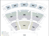 Seating chart of a theater showing labeled sections: 101-103, 201-203, 303-305, with areas for balcony and orchestra. Stage located at the bottom.