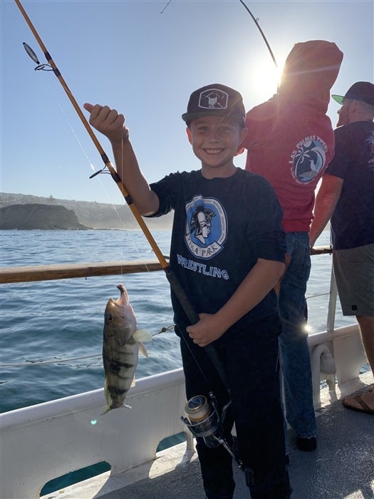 Dana Wharf Sportfishing - That's no whitefish! When fishing out deep with  live bait on dropper loops sometimes strange things happen. Bad life  decision for this 45 lb white seabass caught aboard