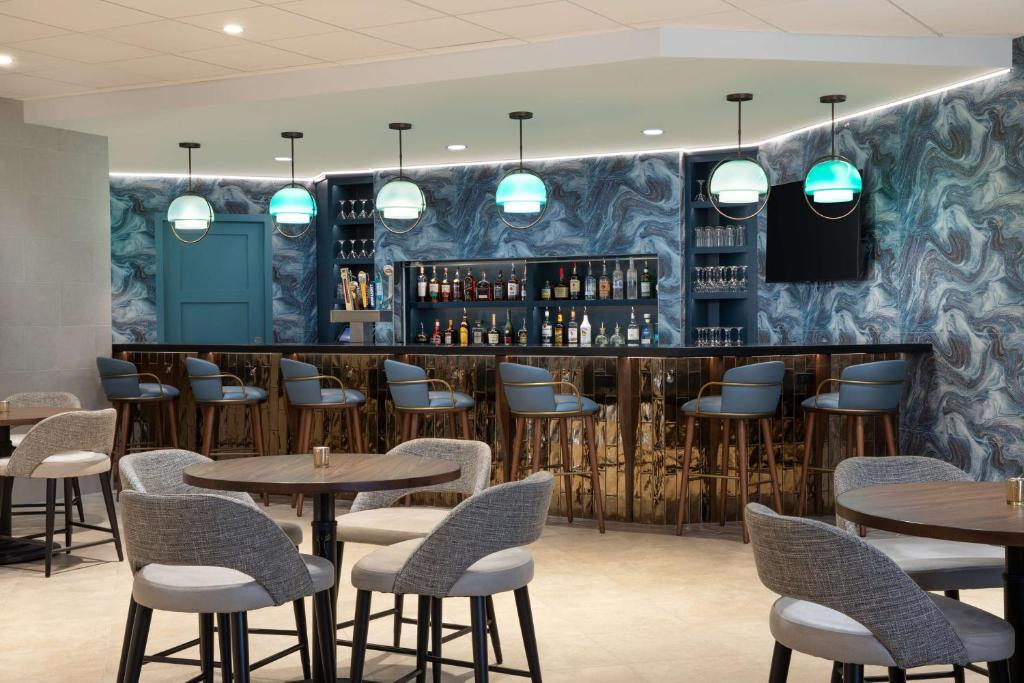 A bar and restaurant on property.