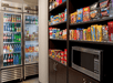 Snack bar stocked with snacks and drinks.