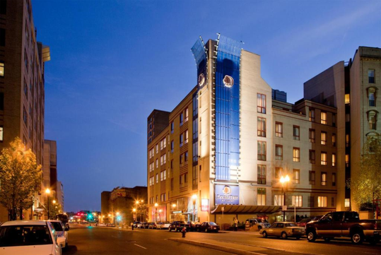 Exterior view of the hotel.