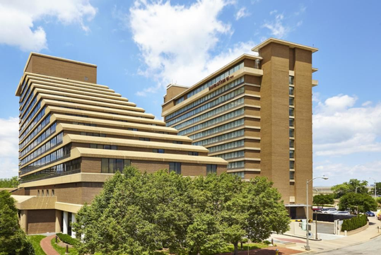 Hotel front at DoubleTree by Hilton Washington DC - Crystal City, VA.