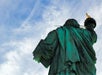 Looking up at the back of the Statue of Liberty on the Early Access Statue of Liberty Tour with Ellis Island in New York, New York