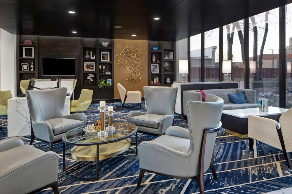 Bright common area with stylish seating options.