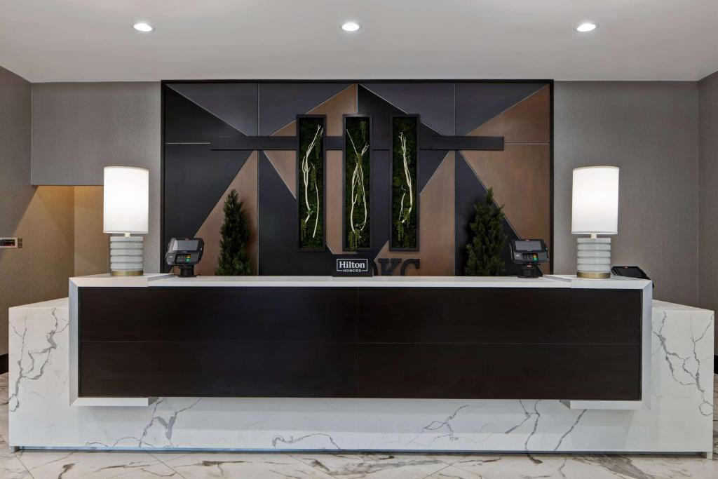 Modern front desk designed for seamless check-ins.