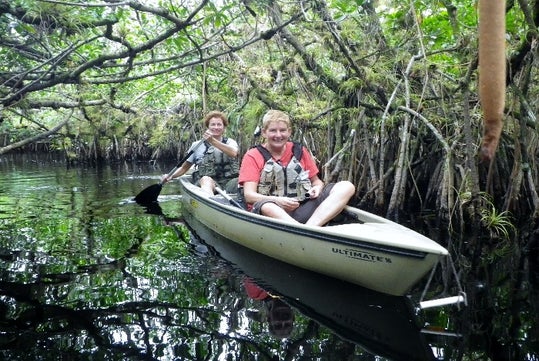 Paddling through the water in Chokoloskee Island, Florida.