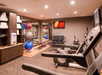 Cardiovascular equipment free weights  strength equipment in a fitness center.