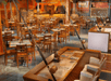 Colorful on-site restaurant.
