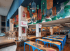 Colorful on-site restaurant.