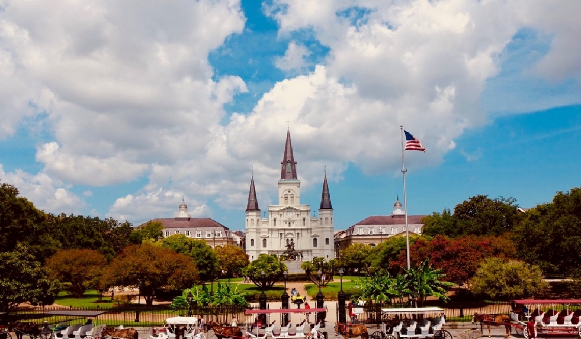St. Louis Cathedral rising above historic Jackson Square.
