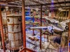 A view of an airplane and ropes course inside