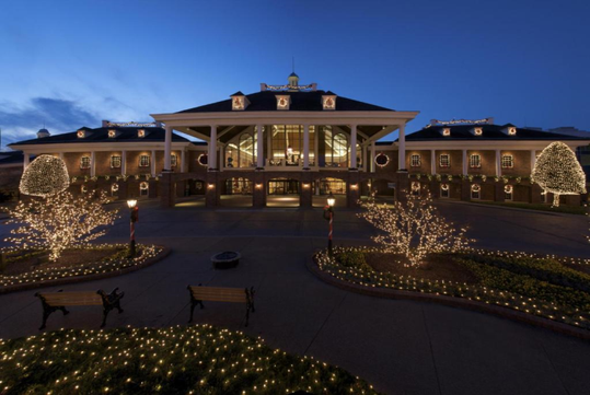 Beautifully landscaped entrance to the hotel.