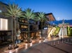 Exterior view outside the Mall at Millenia with PF Chang's Kitchen Bar, featuring three tall trees and a horse statue in front.