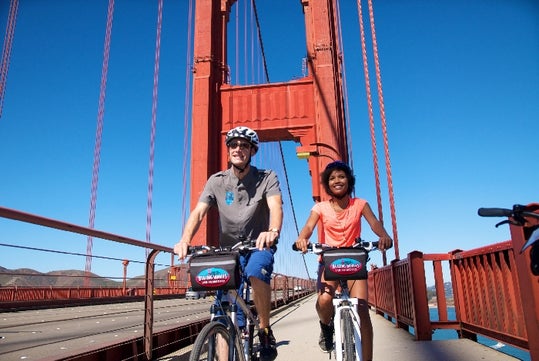 Ride across the Golden Gate Bridge on the Golden Gate Bridge Bike Tour in San Francisco.