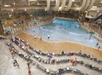 An indoor pool in a water park.