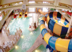 Waterpark with pool slide.