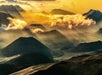 The Sunrise coming up over the Cinder Cones on the Haleakala Sunrise Tour in Wailuku Hawaii, USA.
