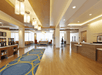 Spacious lobby with seating area.