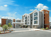 Beautiful landscaped hotel exterior.