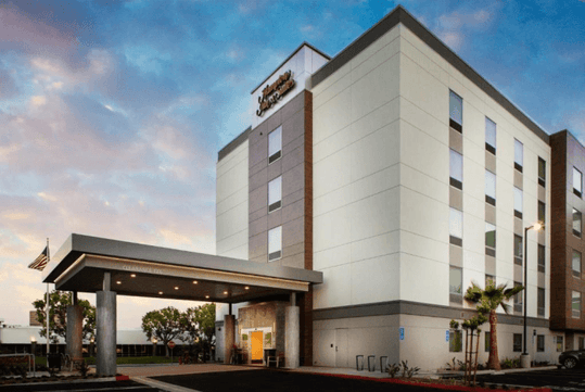 Hotel exterior during the day.