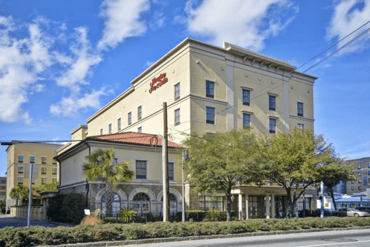 Exterior view of the hotel.