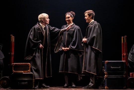 Iconic Hogwarts-era characters onstage in Harry Potter and the Cursed Child