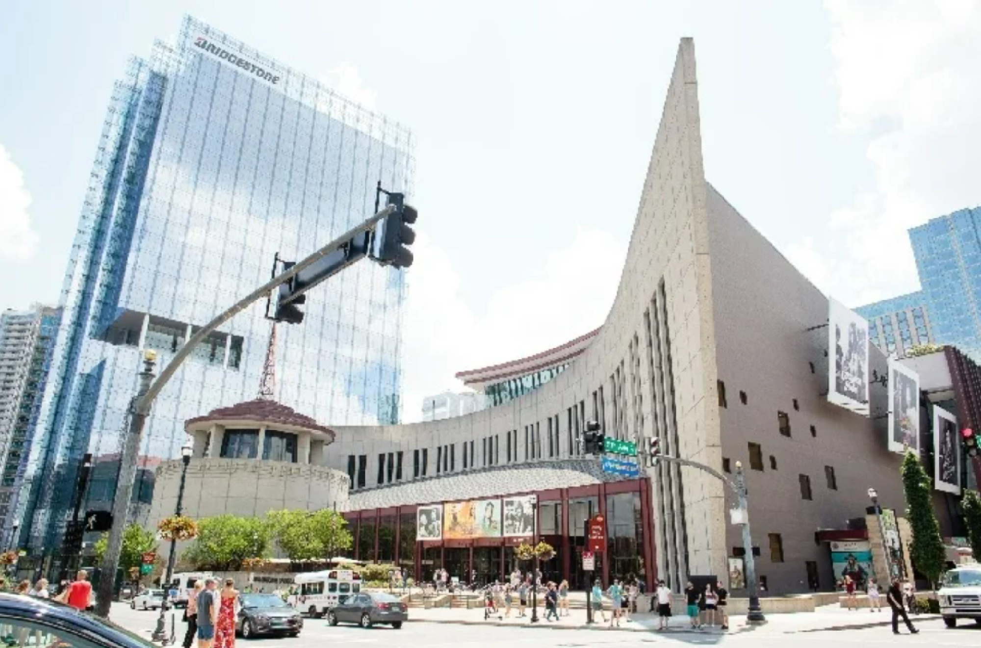 The corner of 5th Avenue South where you can see the iconic Hatch Show Print,  Nashville, Tennessee