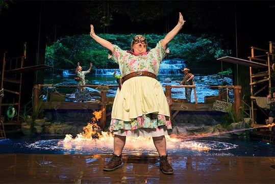 Ma setting pool on fire - Hatfield & McCoy Dinner Show in Pigeon Forge, Tennessee