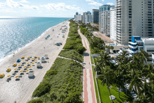 Aerial view of Hilton Cabana Miami Beach, FL. 