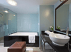 Guest bathroom at Hilton Club New York.